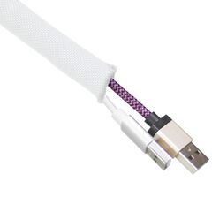 3201000101 Cable Cover - Ø19 mm, woven cable sock, self closing, no-fray, 25m roll, white, Colour: White