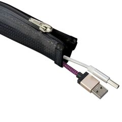 3254000109 Cable tube Plaited Ø20mm Zipper, fixed length 1.5 m, Black, Colour: Black