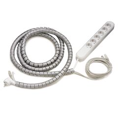 9263003102 Cable Collect - 6 socket type F, 1 data, 3.0 m cable length, cable tube, grey, Height: 3, Colour: Grey