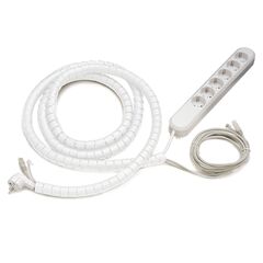 9263003101 Cable Collect - 6 socket type F, 1 data, 3 m cable length, cable tube, white, Height: 3, Colour: White