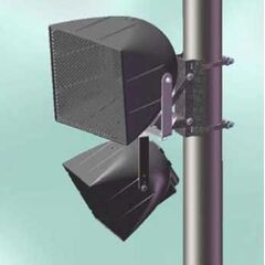 PMB-1RR Pole-Mount Bracket, For R.15COAX, R.25, R.35COAX, R.35-3896, R.5, R.5HP, R.5COAX, R.5SUB, R.5MAX, RMG200A, W2-218, W2-228, W2-2W8, Black with (4) Band Clamp, (1) Pole Mount Plate, (1) Clamp Plate, (2) Safety Fitting, (2) M10x35 Hex Head Bolt, (2) 